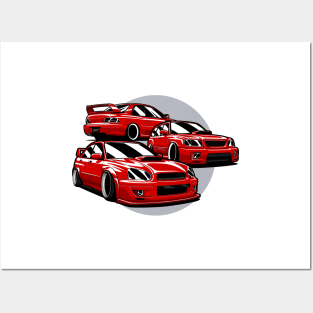 Red JDM Cars MIX Impreza Forester Posters and Art